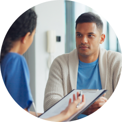 A man talking to his doctor